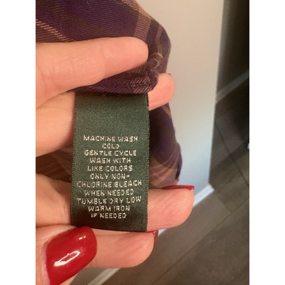 VTG Ralph Lauren LS Plaid Purple Button Up Large - Picture 4 of 6